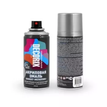 Эмаль – аэрозоль акриловая DECORIX M306, с эффектом «металлик», цвет хром 520 мл