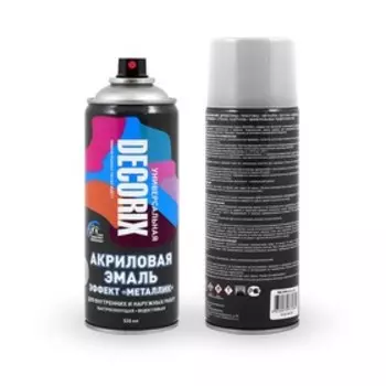 Эмаль – аэрозоль акриловая DECORIX M303, с эффектом «металлик», цвет серебро, 520 мл