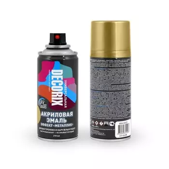 Эмаль – аэрозоль акриловая DECORIX M304, с эффектом «металлик», цвет золото, 210 мл