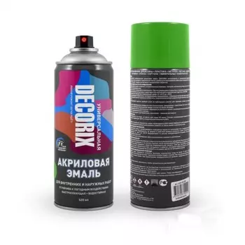 Эмаль – аэрозоль акриловая DECORIX №101, цвет ярко – зелёный, 520 мл