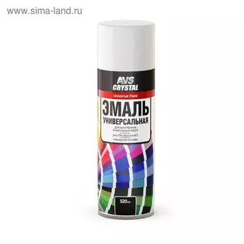 Эмаль AVS, универсальная, алкидная, белая, глянец, аэрозоль, 520 мл