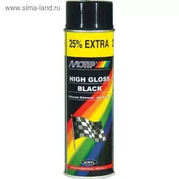 Эмаль универсальная акриловая черная глянцевая, 500 мл, MOTIP
