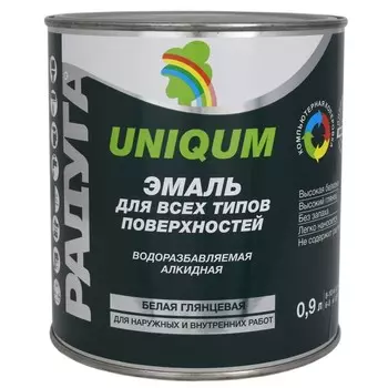 Эмаль водно-алкидная, глянцевая 115 "Уникум" база А 0,9 л