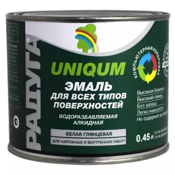 Эмаль водно-алкидная, глянцевая 115 "Уникум" база А 0,45 л
