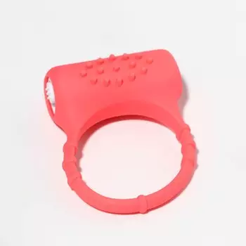 Эрекционное кольцо с вибрацией и клиторальной стимуляцией, силикон, d=3.2 см, красное