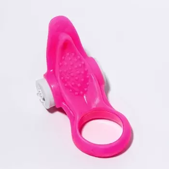 Эрекционное кольцо «Язык», с вибрацией и клиторальной стимуляцией, d=3 см, розовый