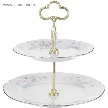 Этажерка 2-х ярусная Bernadotte, декор «Бледные розы, отводка платина»
