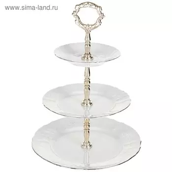 Этажерка 3-х ярусная Bernadotte, декор «Деколь, отводка платина»