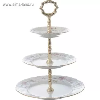Этажерка 3-х ярусная Bernadotte, декор «Дикая роза, отводка золото»