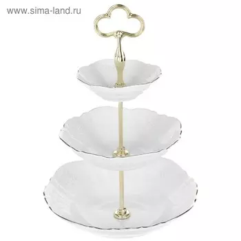 Этажерка для фруктов 3-х ярусная Bernadotte, декор «Деколь, отводка платина»