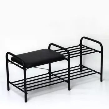 Этажерка для обуви с сиденьем «Люкс», 793336 см, 2 полки, чёрная