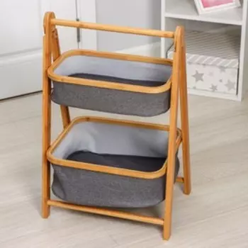 Полка - этажерка двухуровневая LaDm, 44.533.568.5 см, серая