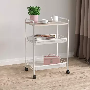Этажерка на колёсиках «Ладья», трехъярусная , 441765 см, белая