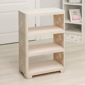 Этажерка напольная 4-х секционная «Плетёнка», цвет слоновая кость