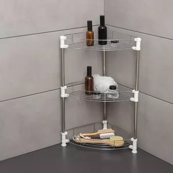 Этажерка настольная угловая 3-х секционная, 38.527.554.5 см, хром