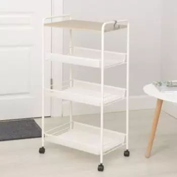 Этажерка со столиком под дерево «Ладья 34 КС», цвет белый