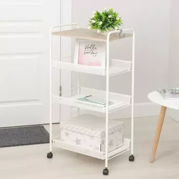 Этажерка со столиком под дерево «Ладья 34 КС», цвет белый