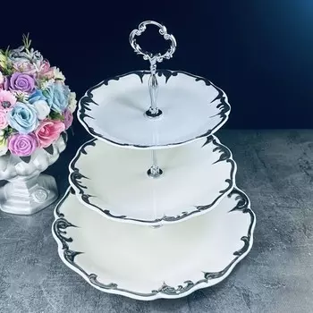 Этажерка трёхъярусная Lenardi Argento, размер 34х32 см