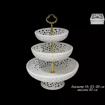 Этажерка трёхъярусная Lenardi «Кружева», керамика