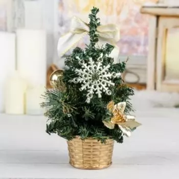 Искусственная ёлка настольная «Зимнее волшебство. Снежинка», 20 см, золото, ПВХ ветки отгибаются