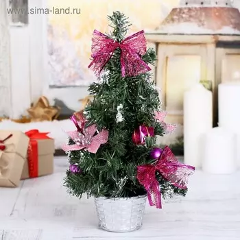 Ёлка декор 30 см розовая пуансетия в снегу