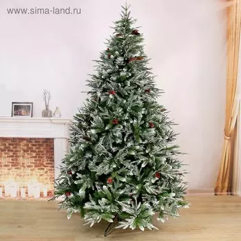 Искусственная ёлка с шишками, ягодами «Зимнее волшебство. Виктория», 210 см, 1356 смешанные ветки на крючках