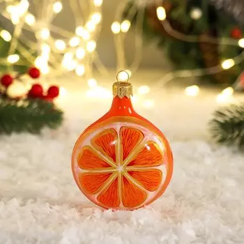 Ёлочная игрушка «Апельсин» медальон, h=11 см