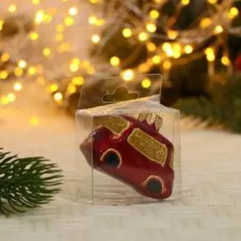 Ёлочная игрушка «Автобус» ручная роспись, h=4.66.42.7 см, красный