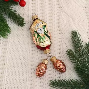 Ёлочная игрушка "Часы с шишками" 14,5 см