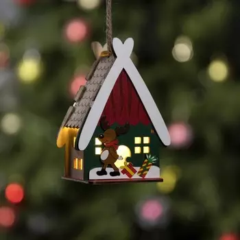 Ёлочная игрушка «Домик с оленем», 7.7х11х6 см, 1 LED, от батареек, свечение тёплое белое