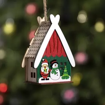 Ёлочная игрушка «Домик со снеговиком», 7.7х11х6 см, 1 LED, от батареек, свечение тёплое белое