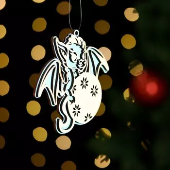 Ёлочная игрушка «Дракоша», дерево, двухслойный, голубой