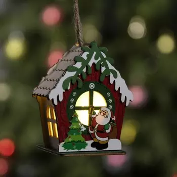 Ёлочная игрушка «Избушка Санты», 9.5х9х6 см, 1 LED, от батареек, свечение тёплое белое