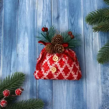 Ёлочная игрушка «Новогодний мешочек» 12.57.5 см, красный
