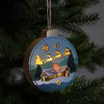 Ёлочная игрушка «Новогодняя ночь», 11х12 см, 1 LED, от батареек, свечение тёплое белое