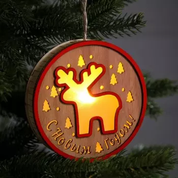 Ёлочная игрушка «Олень», 13.5 см, 1 LED, от батареек, свечение тёплое белое