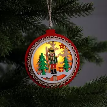 Ёлочная игрушка «Щелкунчик», 10х10 см, 1 LED, от батареек, свечение тёплое белое