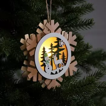 Ёлочная игрушка «Снеговик и олень», 15.5 см, 1 LED, от батареек, свечение тёплое белое