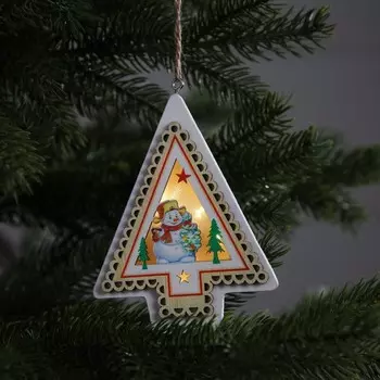 Ёлочная игрушка «Снеговик», 11х2.5x9.5 см, 1 LED, от батареек, свечение тёплое белое