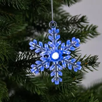 Ёлочная игрушка «Снежинка», 9х8.5х2.8 см, 1 LED, от батареек, свечение мульти (RGB)