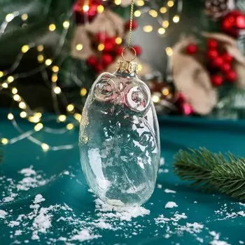 Ёлочная игрушка «Совушка» h=11 см, прозрачная