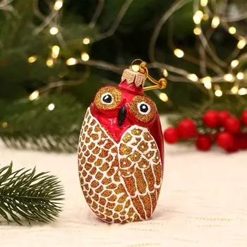 Ёлочная игрушка «Совушка» ручная роспись, h=11 см