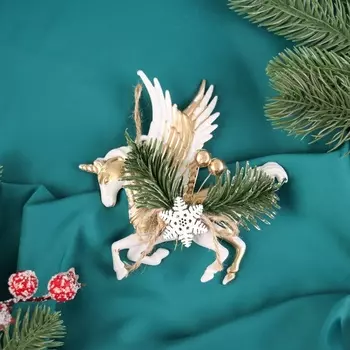 Ёлочная игрушка «Зимнее волшебство. Пегас» пластик, 12х12 см