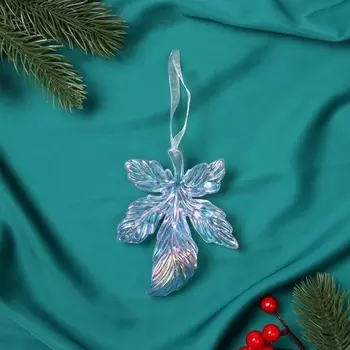 Ёлочная игрушка «Зимнее волшебство. Волшебный листок», 11.58 см, фиолетовый перелив
