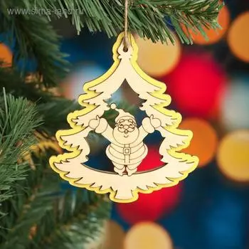 Ёлочное украшение "Дерево", желтый блеск, под роспись, d=10 см