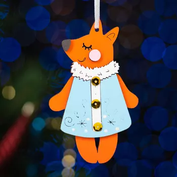 Ёлочное украшение "Лисичка", МДФ, 6,5х10,5 см