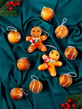 Ёлочные игрушки 10 шт. «Печенье» d=6 см и 9.512 см, коричневое