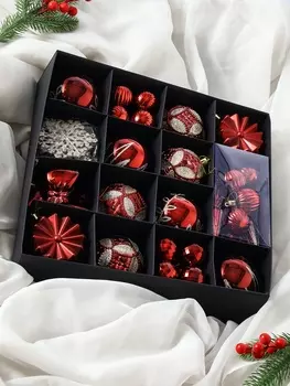 Ёлочные игрушки «Зима в подарках», 60 шт., красный