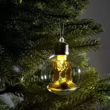 Ёлочный шар «Ангелочки», d=8 см, 1 LED, от батареек, свечение тёплое белое