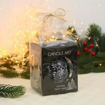 Ёлочный шар d-10 см "Белые цветочки" ручная роспись